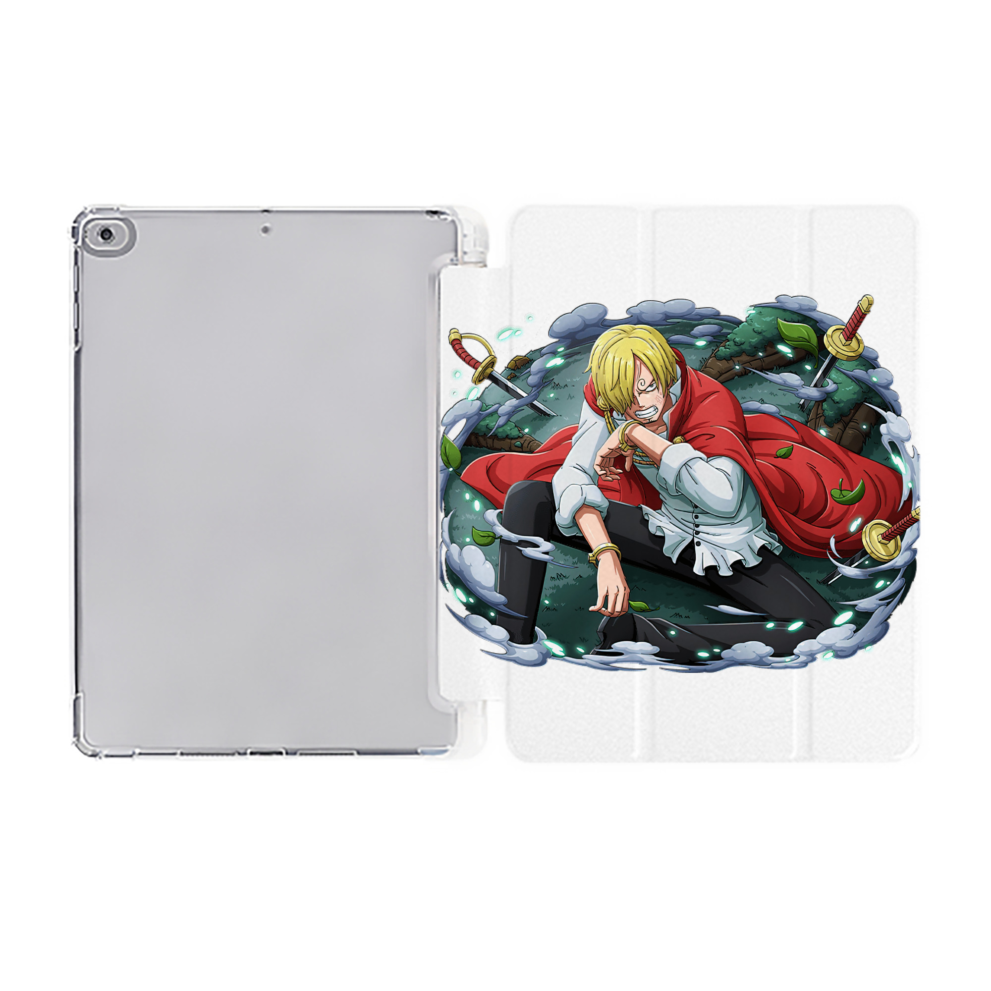 （画像用） ワンピース サンジ ONE PIECE Sanji IPad ケース ペン収納付き 三つ折りスタンド PUレザー×シリコン 対応機種9.5/10.5/10.9インチ